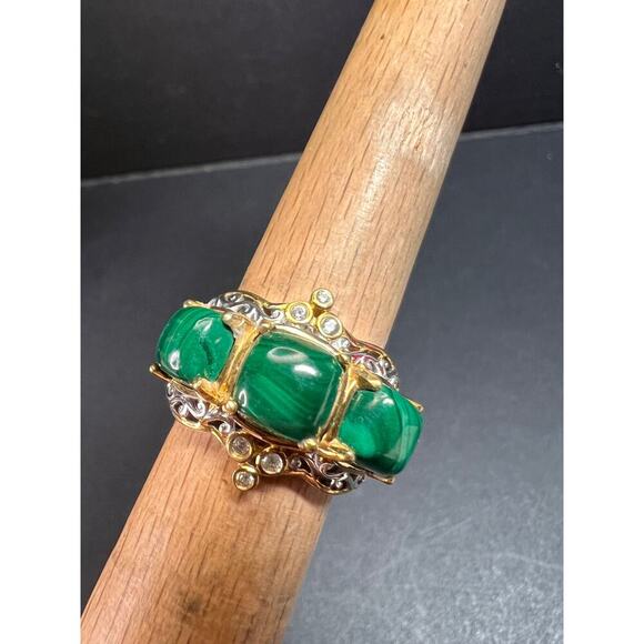 NEW Malachite two toned ring in sterling silver size 7 - Picture 4 of 16